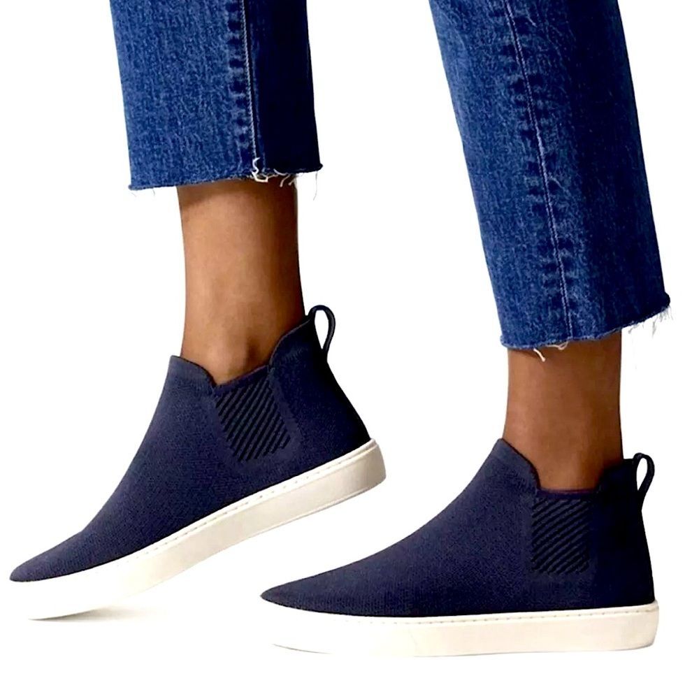 Rothy’s The Chelsea Limited Edition Nightfall Dark Blue Fabric Sneaker Boots 8.5